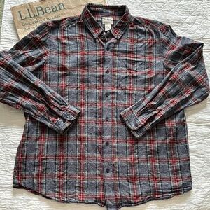 LL Bean Scotch Plaid Flannel Shirt